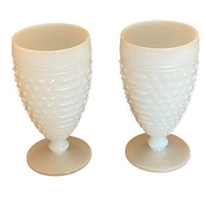 Vintage Fenton Hobnail Milk Glass White Goblet  1940